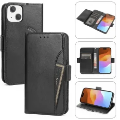 Cell Phone Cases<SaharaCase Folio Wallet MagSafe Phone Case for iPhone 15, Shock Absorbing, Black (CP00445)