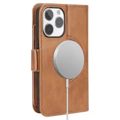 Cell Phone Cases<SaharaCase Folio Wallet MagSafe Phone Case for iPhone 15 Pro, Shock Absorbing, Brown (CP00468)