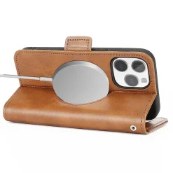 Cell Phone Cases<SaharaCase Folio Wallet MagSafe Phone Case for iPhone 15 Pro, Shock Absorbing, Brown (CP00468)