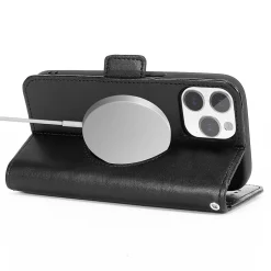 Cell Phone Cases<SaharaCase Folio Wallet MagSafe Phone Case for iPhone 15 Pro Max, Shock Absorbing, Black (CP00480)