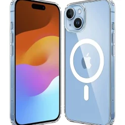 Cell Phone Cases<SaharaCase Hybrid-Flex Hard Shell MagSafe Phone Case for iPhone 15, Shock Absorbing, Clear (CP00441)