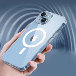 Cell Phone Cases<SaharaCase Hybrid-Flex Hard Shell MagSafe Phone Case for iPhone 15, Shock Absorbing, Clear (CP00441)