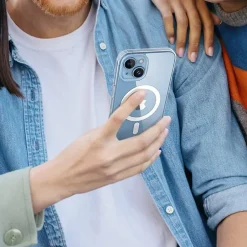 Cell Phone Cases<SaharaCase Hybrid-Flex Hard Shell MagSafe Phone Case for iPhone 15, Shock Absorbing, Clear (CP00441)