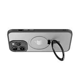 Cell Phone Cases<SaharaCase Hybrid-Flex Kickstand MagSafe Phone Case for iPhone 15 Pro Max, Shock Absorbing, Clear Black (CP00483)