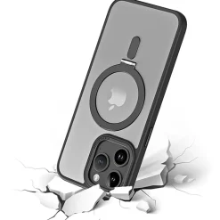 Cell Phone Cases<SaharaCase Hybrid-Flex Kickstand MagSafe Phone Case for iPhone 15 Pro Max, Shock Absorbing, Clear Black (CP00483)