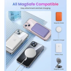 Cell Phone Cases<SaharaCase Hybrid-Flex Kickstand MagSafe Phone Case for iPhone 15 Plus, Shock Absorbing, Clear (CP00451)