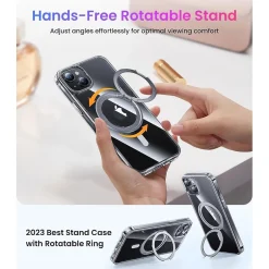 Cell Phone Cases<SaharaCase Hybrid-Flex Kickstand MagSafe Phone Case for iPhone 15 Plus, Shock Absorbing, Clear (CP00451)