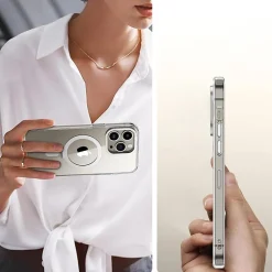 Cell Phone Cases<SaharaCase Hybrid-Flex Kickstand MagSafe Phone Case for iPhone 15 Pro, Shock Absorbing, Clear (CP00460)