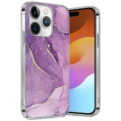 Cell Phone Cases<SaharaCase MagSafe Phone Case for iPhone 15 Pro Max, Shock Absorbing, Purple Marble (CP00474)