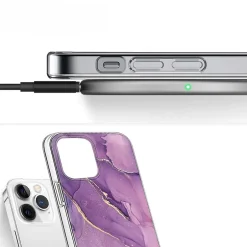 Cell Phone Cases<SaharaCase MagSafe Phone Case for iPhone 15 Pro Max, Shock Absorbing, Purple Marble (CP00474)