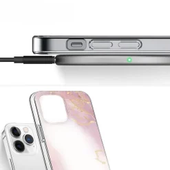 Cell Phone Cases<SaharaCase MagSafe Phone Case for iPhone 15 Pro Max, Shock Absorbing, Pink Marble (CP00477)