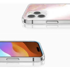 Cell Phone Cases<SaharaCase MagSafe Phone Case for iPhone 15 Pro Max, Shock Absorbing, Pink Marble (CP00477)