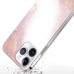 Cell Phone Cases<SaharaCase MagSafe Phone Case for iPhone 15 Pro Max, Shock Absorbing, Pink Marble (CP00477)