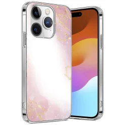 Cell Phone Cases<SaharaCase MagSafe Phone Case for iPhone 15 Pro, Shock Absorbing, Pink Marble (CP00464)