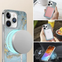 Cell Phone Cases<SaharaCase MagSafe Phone Case for iPhone 15 Pro, Shock Absorbing, Blue Marble (CP00462)