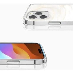 Cell Phone Cases<SaharaCase MagSafe Phone Case for iPhone 15 Pro, Shock Absorbing, White Marble (CP00463)