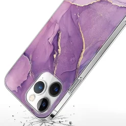 Cell Phone Cases<SaharaCase Purple Marble Case, Tempered Glass Screen and Camera Protector for iPhone 15 Pro Max (CP474ZD128ZD131)