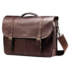Samsonite Flapover Case Double Gusset Laptop Notebook, Brown Leather(45798-1139)