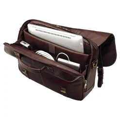 Samsonite Flapover Double Gusset Laptop Briefcase, Brown Leather (45798-1139)