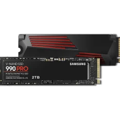 Samsung 990 PRO with Heatsink 2TB M.2 PCIe 4.0 NVMe Internal Solid-State Drive, V-NAND (MZ-V9P2T0CW)* Solid State Drives