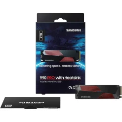 Samsung 990 PRO with Heatsink 2TB M.2 PCIe 4.0 NVMe Internal Solid-State Drive, V-NAND (MZ-V9P2T0CW)* Solid State Drives