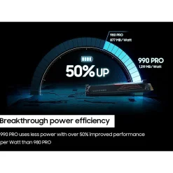 Samsung 990 PRO with Heatsink 2TB M.2 PCIe 4.0 NVMe Internal Solid-State Drive, V-NAND (MZ-V9P2T0CW)* Solid State Drives