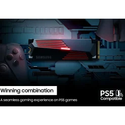 Samsung 990 PRO with Heatsink 2TB M.2 PCIe 4.0 NVMe Internal Solid-State Drive, V-NAND (MZ-V9P2T0CW)* Solid State Drives