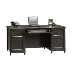 Online Edge Water Collection 65" Wood Executive Desk, Estate Black (409042) Corner Desks