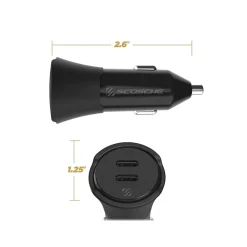 scosche PowerVolt USB Car Charger for Most Smartphones, Black (CPDCC40-SP)