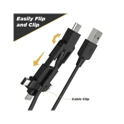 Usb Cables<scosche SmartSync 3' USB Type-A to Micro-USB/Mini-USB/Mini-USB Type-B/USB Type-C Cable, Male to Male, Black (MMMC-SP)