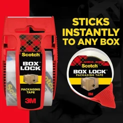 Scotch Box Lock Shipping Packing Tape with Refillable Dispenser, 1.88 in x 54.6 yds., Clear (3950-RD)* Packing Tape