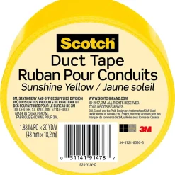 Scotch Duct Tape, 1.88" x 20 yds., Yellow (920-YLW-C)* Duct Tape
