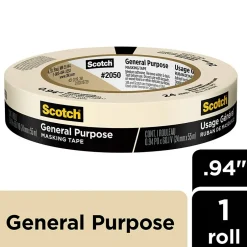Scotch ® General Purpose Masking Tape, Tan, 0.94 in x 60.1 yd (2050-24AP)* Masking Tape
