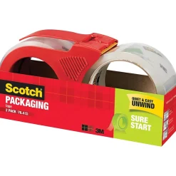 Scotch Sure Start Packing Tape with Dispenser, 1.88" x 38.2 yds., Clear, 2/Pack (3450S-2-1RD)* Packing Tape