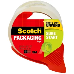 Scotch Sure Start Shipping Packing Tape with Dispenser, 1.88" x 38.2 yds., Clear (3450S-RD)* Packing Tape