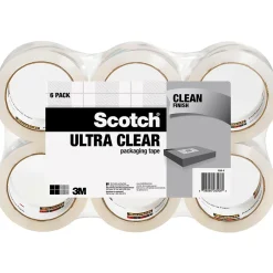 Scotch Ultra Clear Mailing Packaging Tape, 1.88" x 54.6 yds., Clear, 6 Pack (3250-6)* Packing Tape