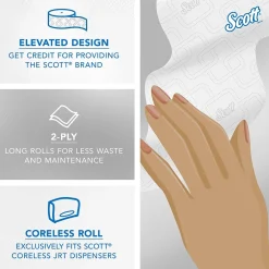 Scott Essential JRT Recycled Coreless Toilet Paper, 2-ply, White, 12 Rolls/Case (07006)