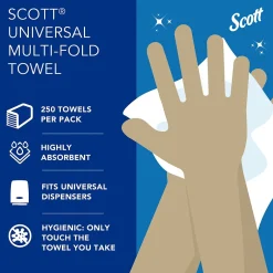 Paper Towels<Scott Essential Recycled Multifold Paper Towels, 1-ply, 250 Sheets/Pack, 16 Packs/Carton (1840)
