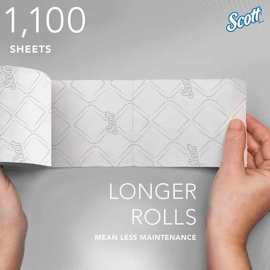 Scott Pro 2-Ply Small Core Standard Toilet Paper, White, 1100 Sheets/Roll, 36 Rolls/Carton (47305)