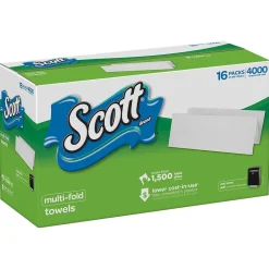 Paper Towels<Scott Recycled Multifold Paper Towels, 1-ply, 250 Sheets/Pack, 16 Packs/Carton (8009)