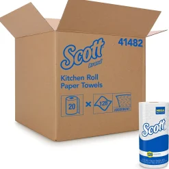 Paper Towels<Scott Recycled Paper Towels, 1-ply, 128 Sheets/Roll, 20 Rolls/Pack (41482)