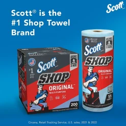 Scott Shop Towels Original, 9.4" x 11", Blue, 55 Sheets/Roll, 6 Rolls/Pack (75180)