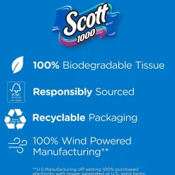Scott Toilet Paper, 1-ply, White, 1000 Sheets/Roll, 20 Rolls/Case (49668)