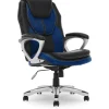 Clearance Amplify Ergonomic Faux Leather Swivel Executive Chair, Blue (43673B) Office Chairs