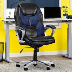 Clearance Amplify Ergonomic Faux Leather Swivel Executive Chair, Blue (43673B) Office Chairs
