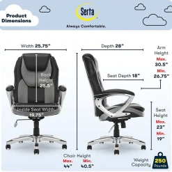 Outlet Amplify Ergonomic Faux Leather/Mesh Swivel Executive Chair, Gray (43673A) Office Chairs