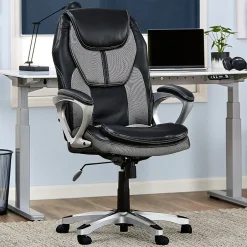 Outlet Amplify Ergonomic Faux Leather/Mesh Swivel Executive Chair, Gray (43673A) Office Chairs