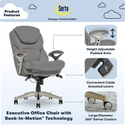 Sale Claremont Ergonomic Faux Leather Swivel Executive Chair with Back in Motion Technology, (44186A) Ergonomic Chairs