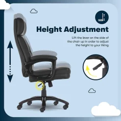 Outlet Comfort Big & Tall Ergonomic Bonded Leather Swivel Executive Chair, Black (CHR10131A) Office Chairs