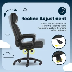 Outlet Comfort Big & Tall Ergonomic Bonded Leather Swivel Executive Chair, Black (CHR10131A) Office Chairs